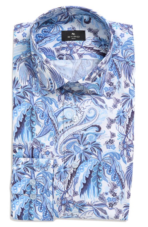 Roma Spread Collar Paisley Button-Up Shirt