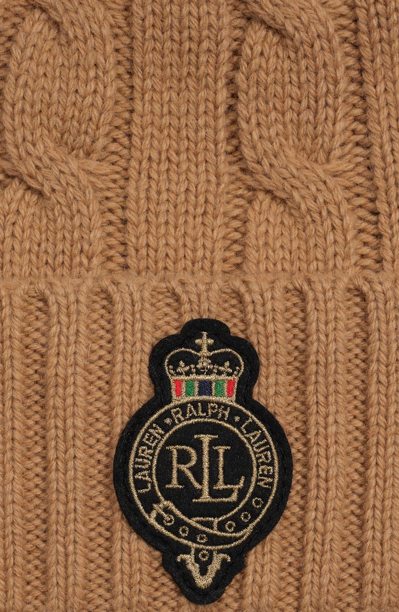 Lauren Ralph Lauren Cable Crest Patch Hat, Alternate, color, Classic Camel