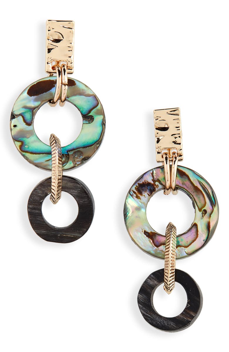 Akola Small Abalone Drop Earrings, Main, color, 