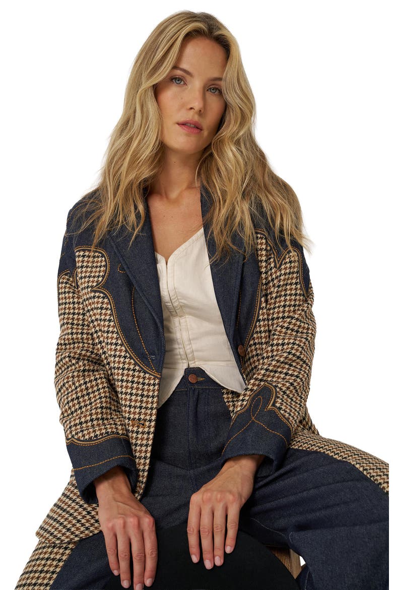 Houndstooth Cotton Blazer, Alternate, color, RINSE