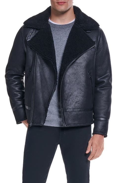 Asymmetrical Faux Shearling Moto Jacket