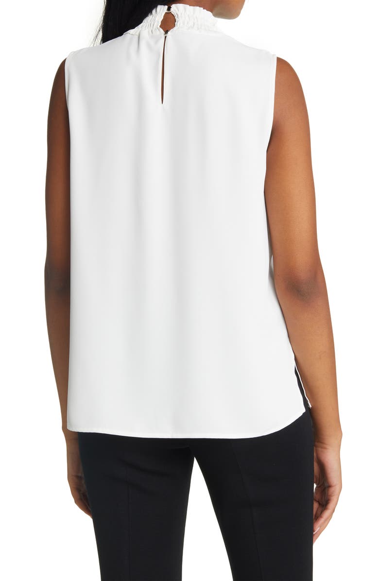Ming Wang Smocked Mock Neck Sleeveless Blouse, Alternate, color, White