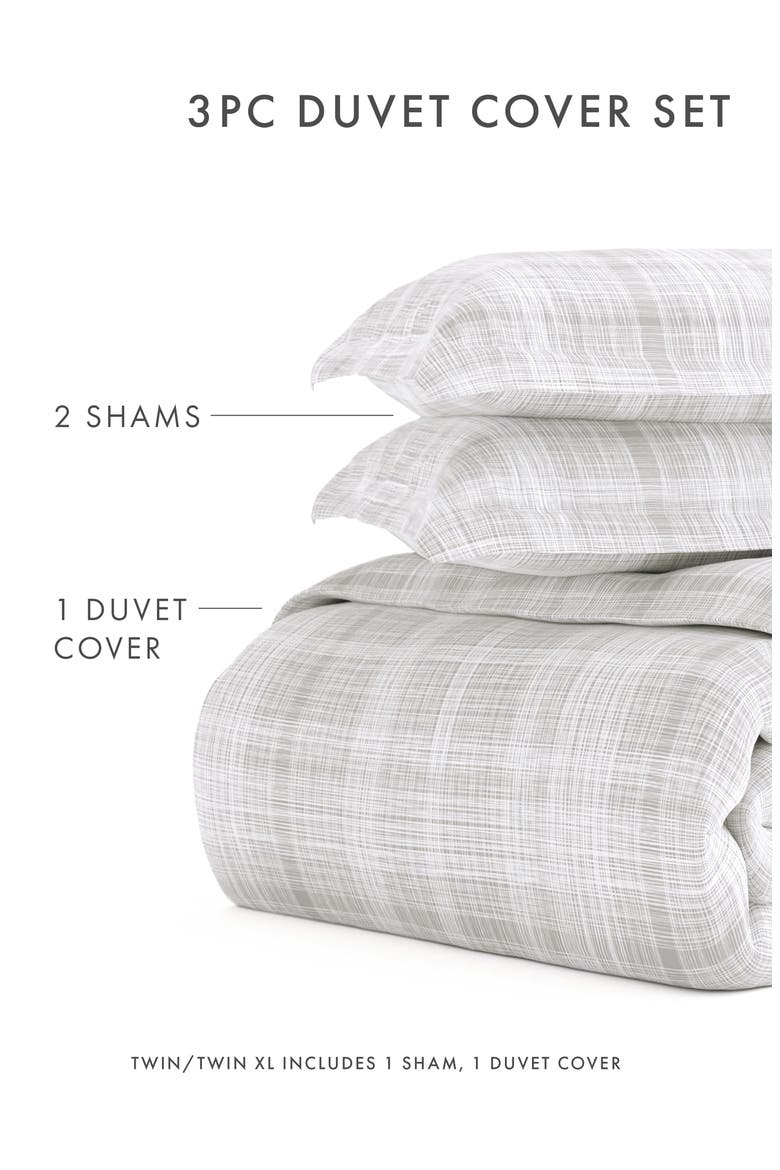 Premium Ultra Soft Thatch Pattern 3-Piece Duvet Cover Set, Alternate, color, GRAY