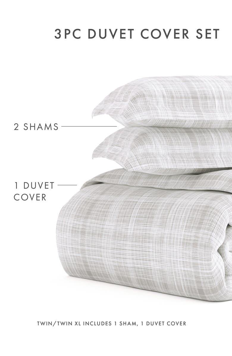 HOMESPUN Premium Ultra Soft Thatch Pattern 3-Piece Duvet Cover Set, Alternate, color, Gray