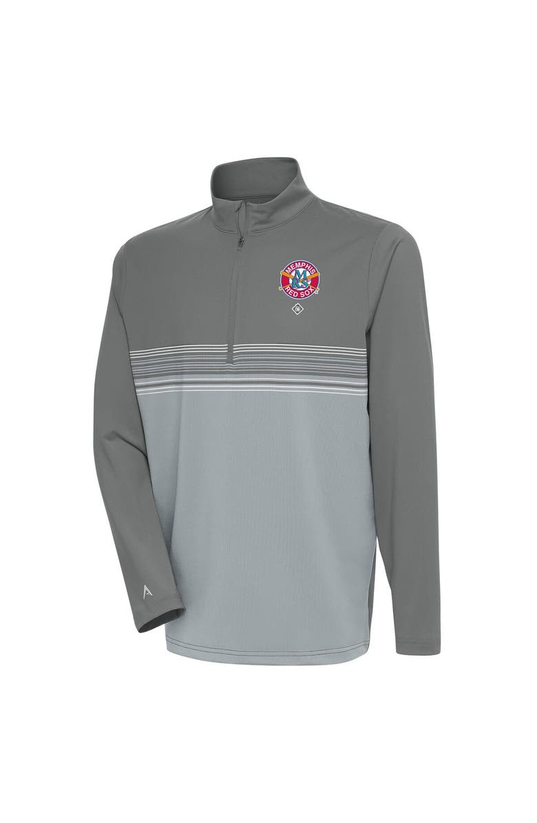 ANTIGUA Men's Antigua Steel Memphis Red Sox Pace Quarter-Zip Pullover Top, Main, color, 