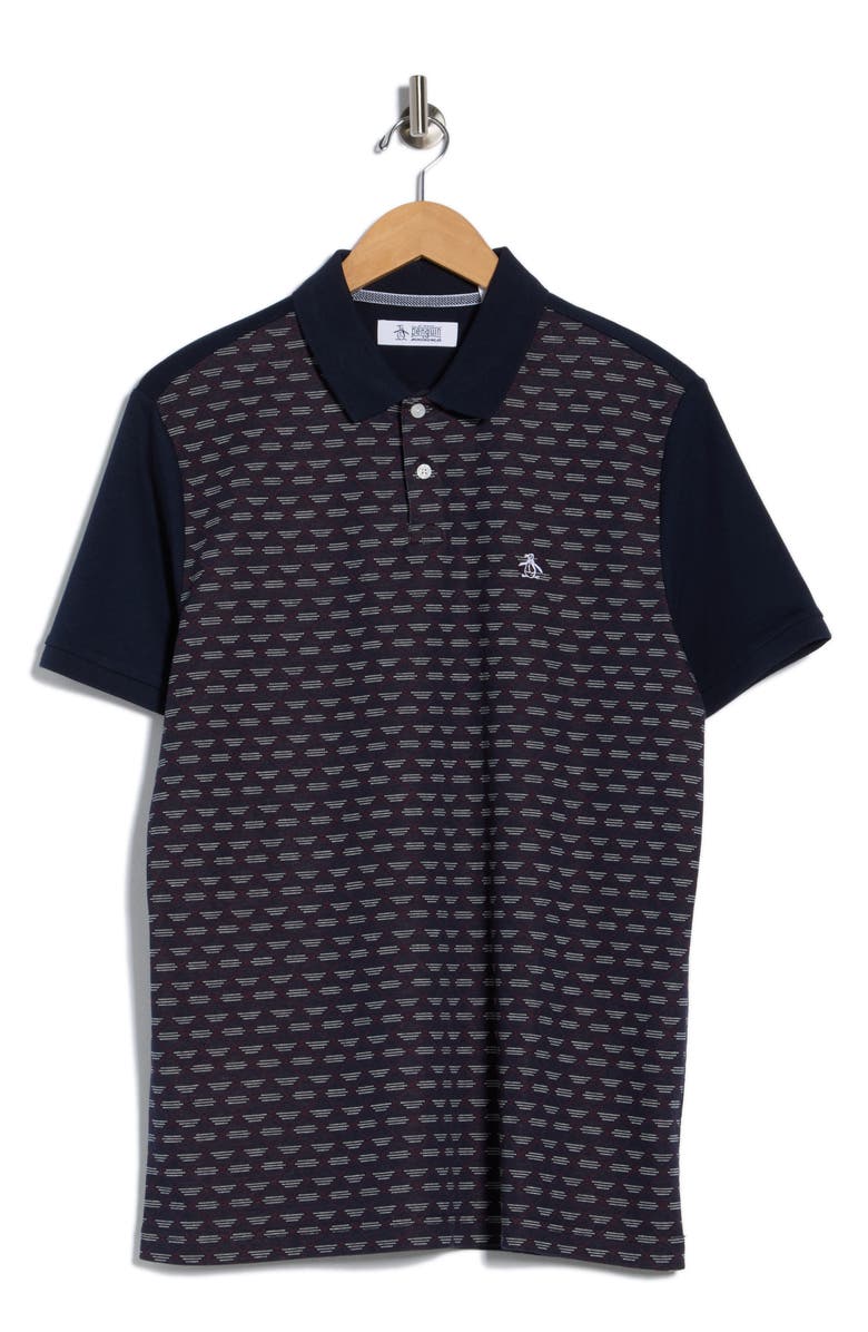 Original Penguin Diamond Cotton Jacquard Knit Polo, Alternate, color, Dark Sapphire