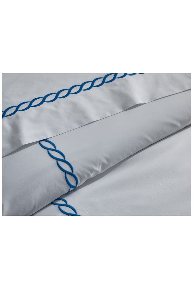 Classic Chain Cotton Percale Duvet Cover, Alternate, color, AQUA
