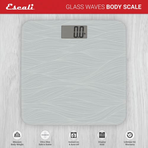 Escali Glass Waves Bathroom Scale In Gray