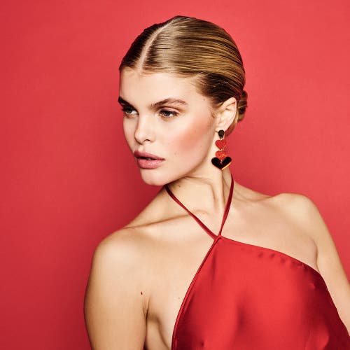 Toolally Heart Drop Earrings In Red