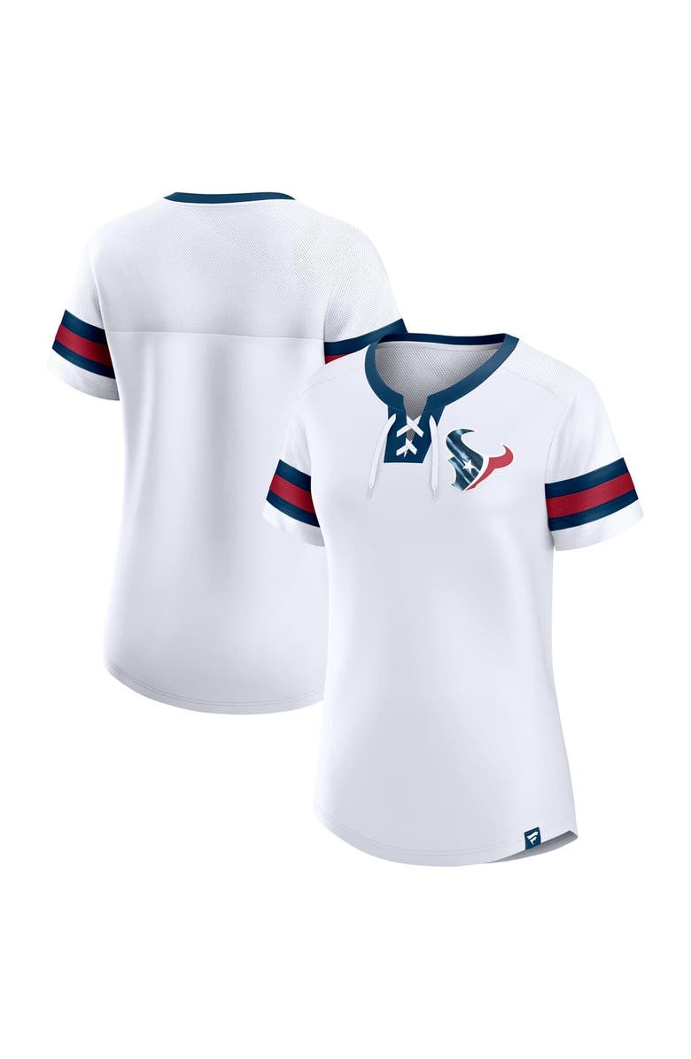 FANATICS Women's Fanatics White Houston Texans Sunday Best Lace-Up T-Shirt, Main, color, White