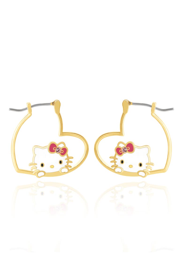 Heart Hoop Earrings, Alternate, color, Gold
