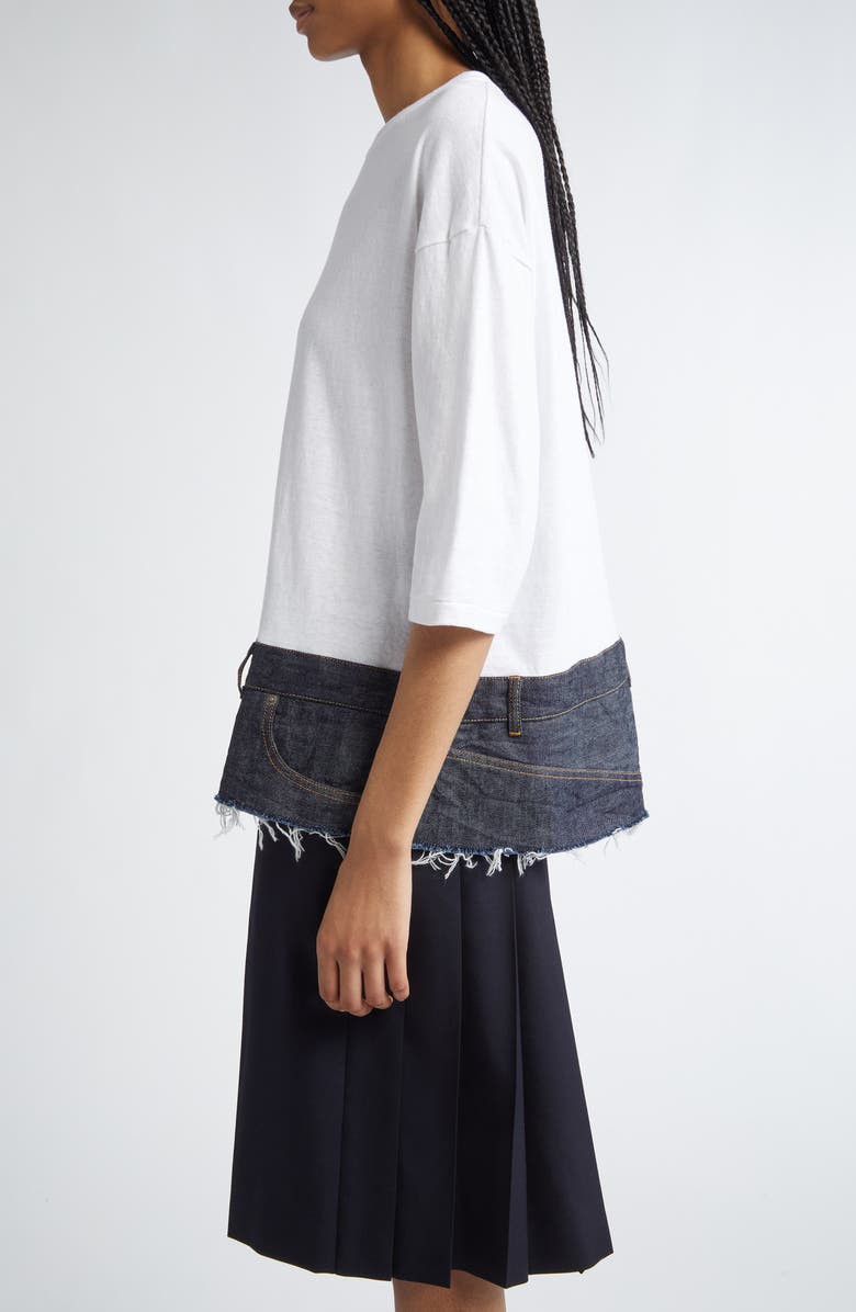 Undercover Raw Denim Hem Cotton Top, Alternate, color, 