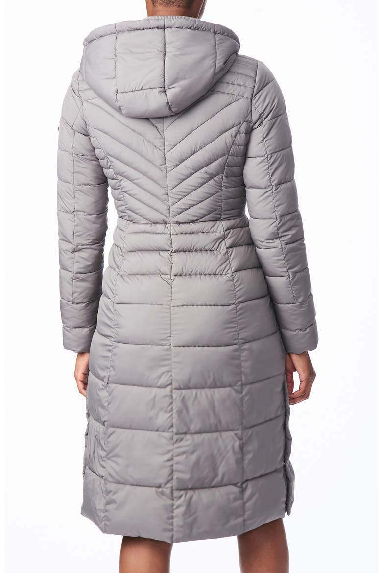 Hooded Long Quilted Coat, Alternate, color, CHARCOAL