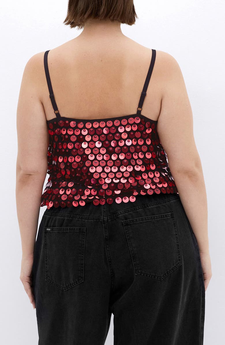 City Chic Disco Paillette Sequin Camisole, Alternate, color, Pink