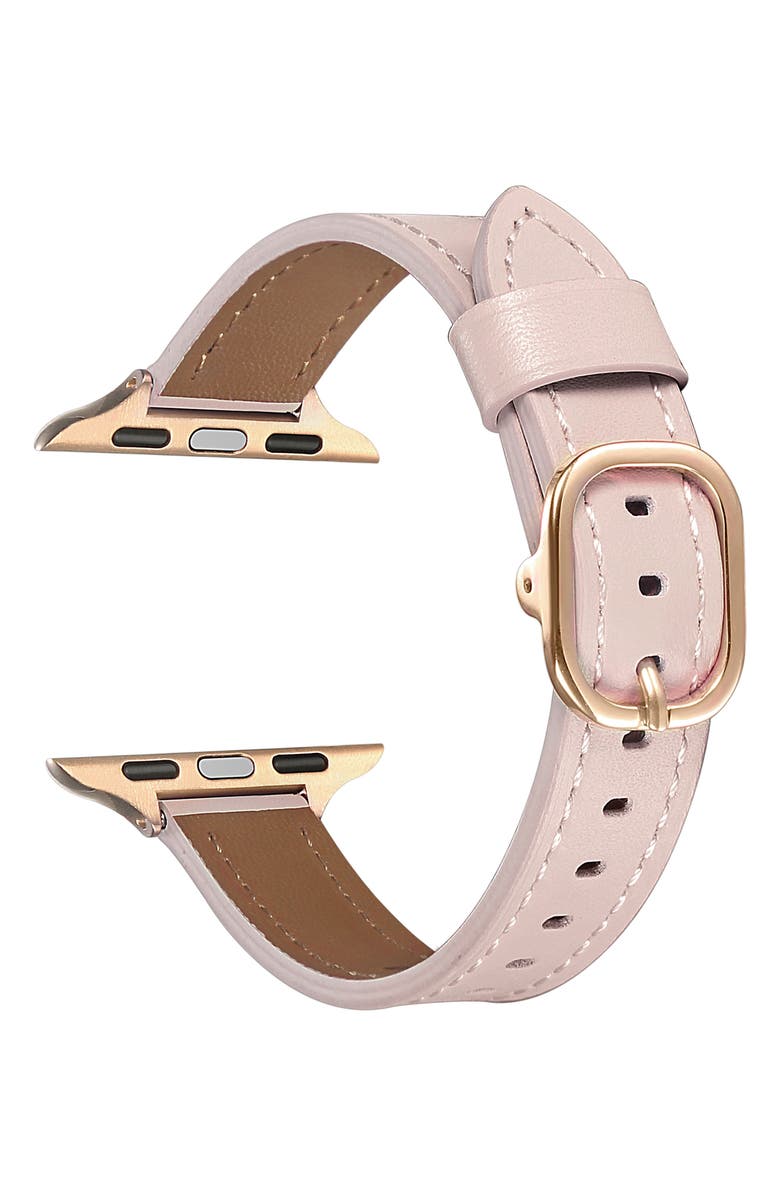 Posh Tech Carmen Skinny Leather Apple Watch<sup>®</sup> Watchband, Alternate, color, Light Pink