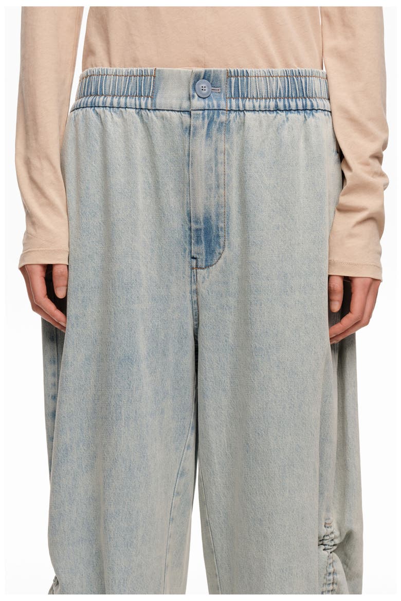 Denim Joggers With Gathering, Alternate, color, LIGHT DENIM BLUE