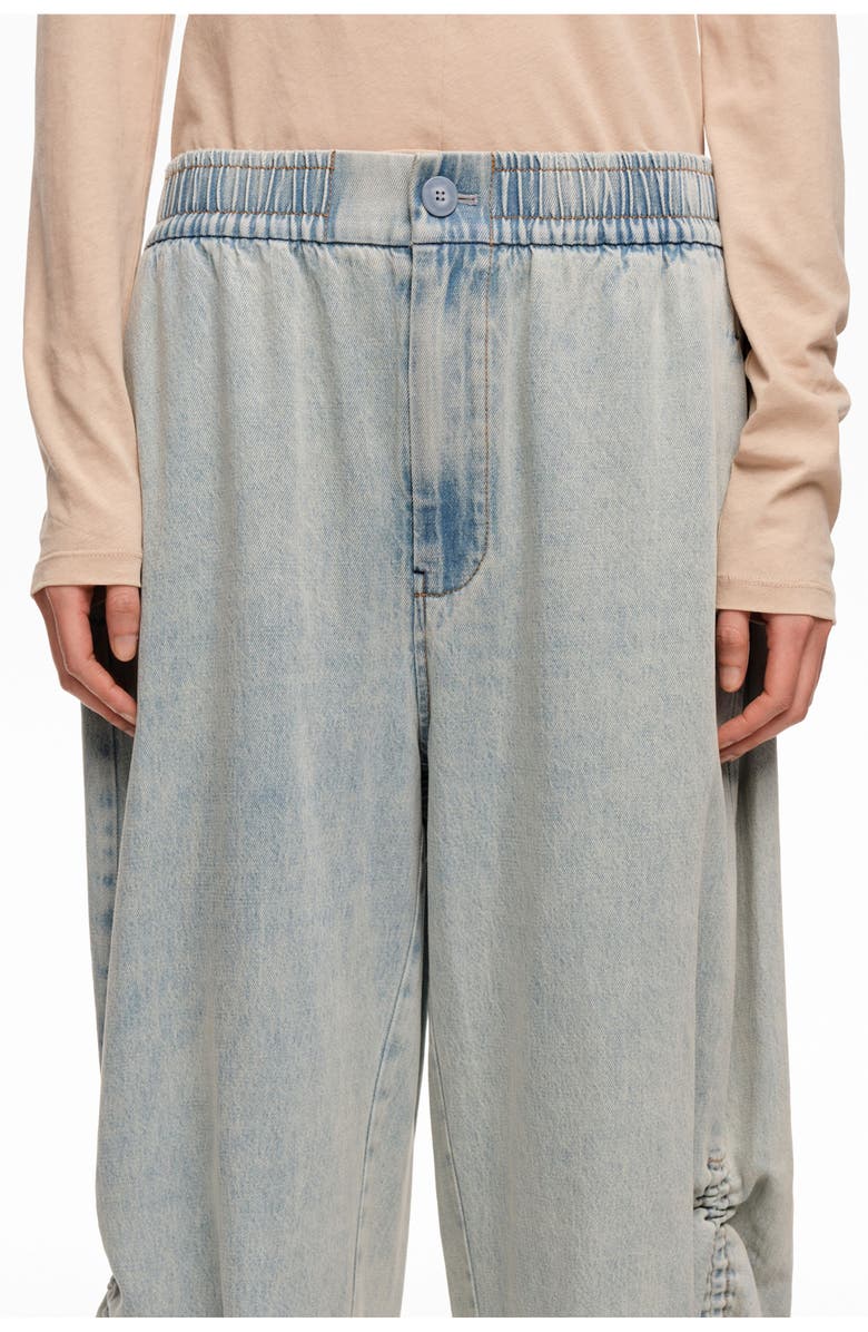 Bimba y Lola Denim Joggers With Gathering, Alternate, color, Light Denim Blue