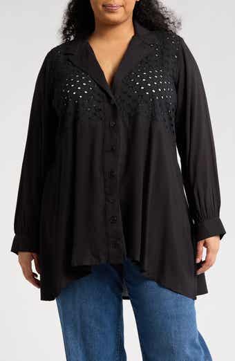 BOHO ME Eyelet Button-Up Shirt