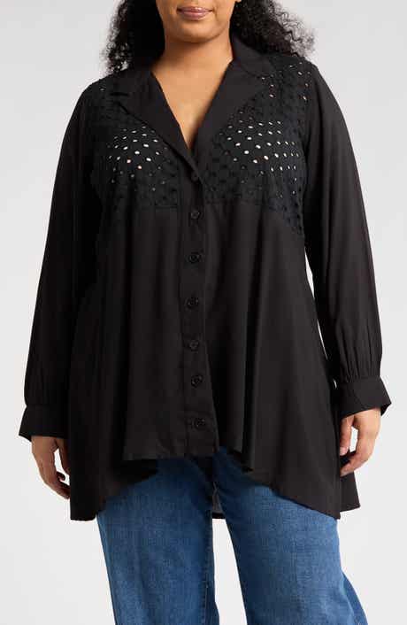 BOHO ME Eyelet Button-Up Shirt