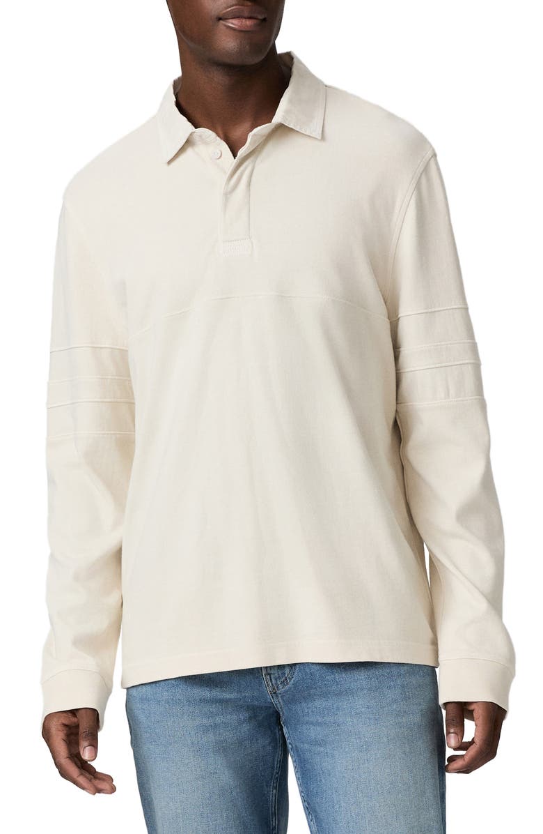 PAIGE Trevelly Solid Cotton Rugby Shirt, Main, color, Tailwind