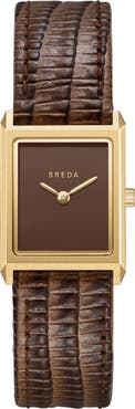 BREDA Small Leather Strap Two-Tone Tank Watch, 20mm x 26mm