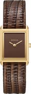 BREDA Small Leather Strap Two-Tone Tank Watch, 20mm x 26mm