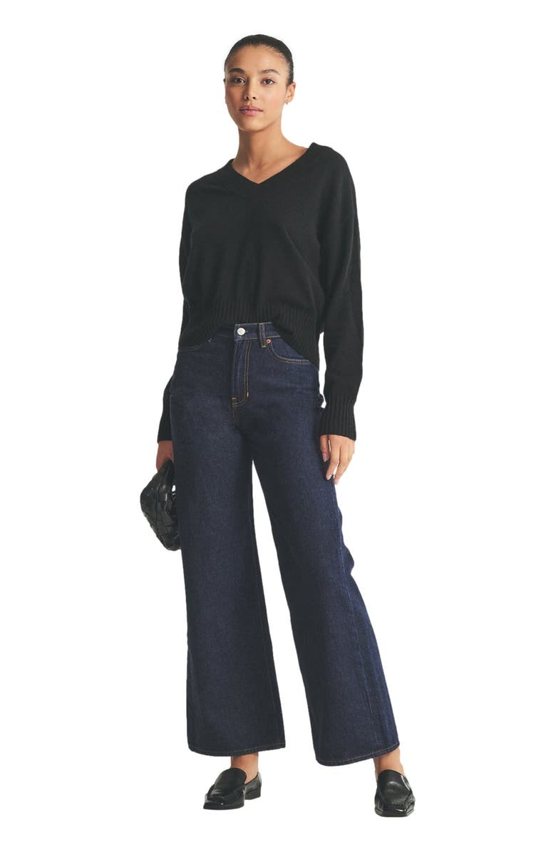 NAADAM Signature Cashmere Classic V-Neck Sweater, Alternate, color, Black