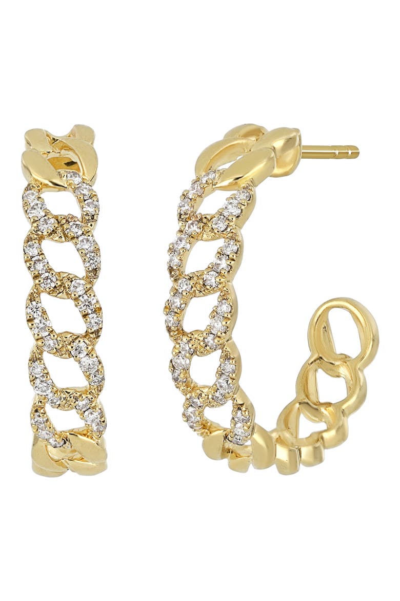 Varda Diamond Curb Chain Hoop Earrings (Nordstrom Exclusive), Main, color, 18K YELLOW GOLD