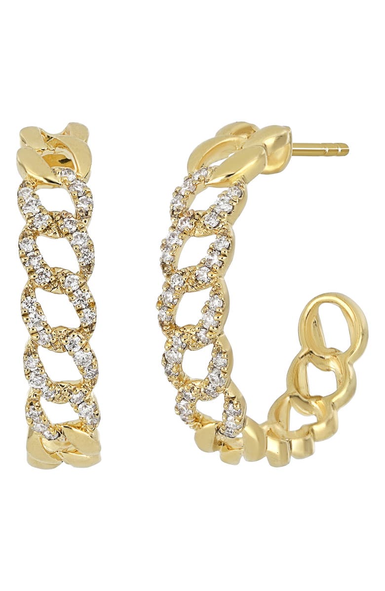 Bony Levy Varda Diamond Curb Chain Hoop Earrings, Main, color, 