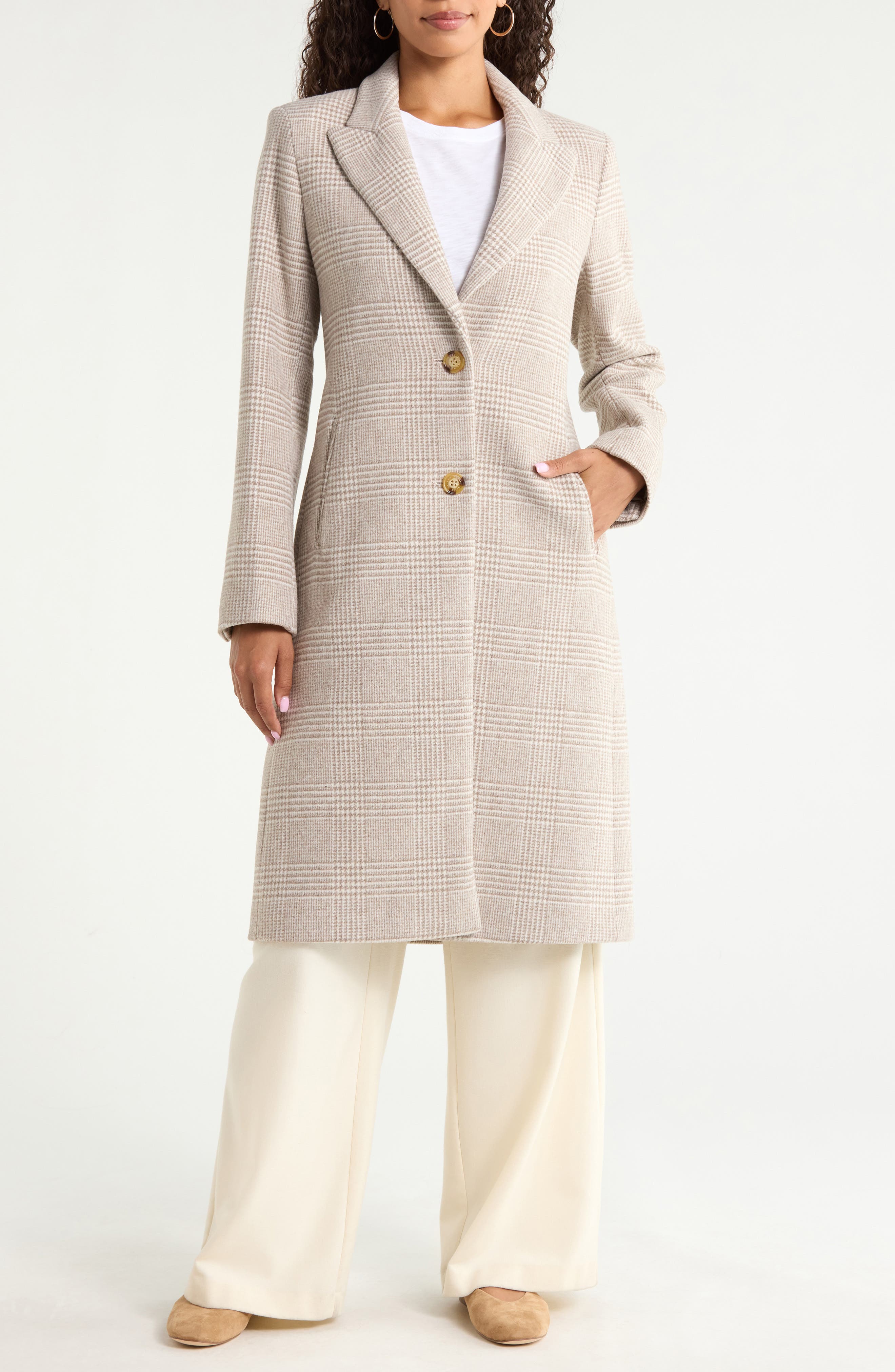 Glen Check Wool Blend Coat (Women) | Nordstrom