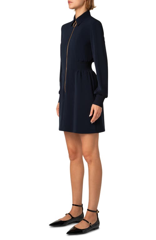 Akris Punto Bomber Zip Front Long Sleeve Dress In Navy