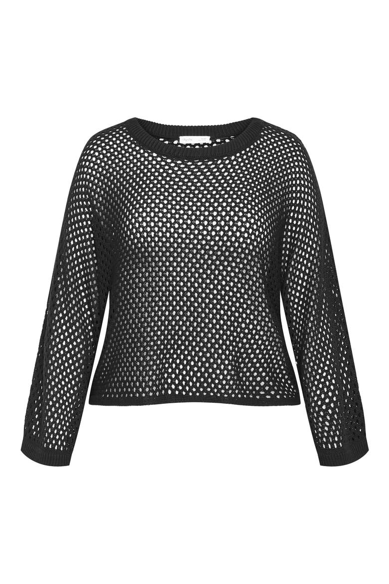 Open Stitch Sweater, Alternate, color, BLACK