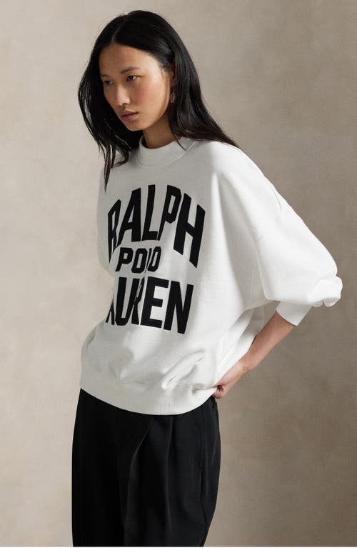 Polo Ralph Lauren Crew Neck Sweatshirt With Logo And Ribbed Cuffs In White