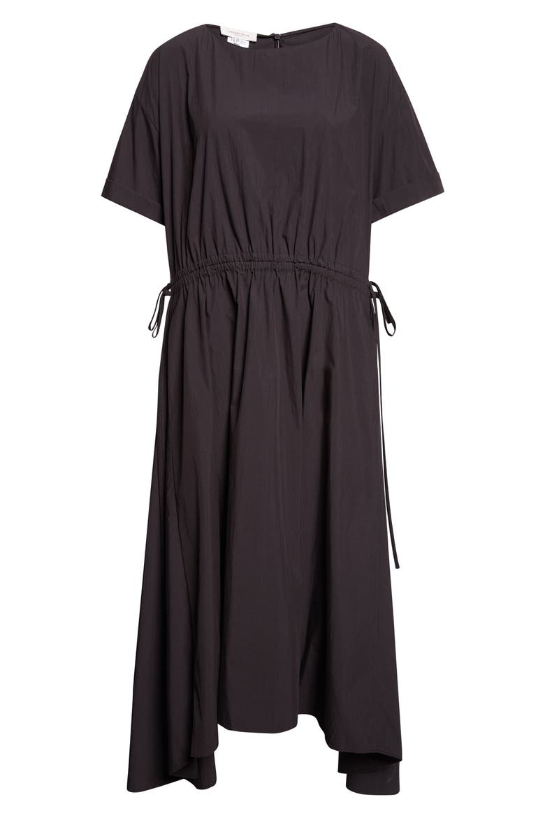 Travel Cotton Gathered Waist Shift Dress, Alternate, color, BLACK
