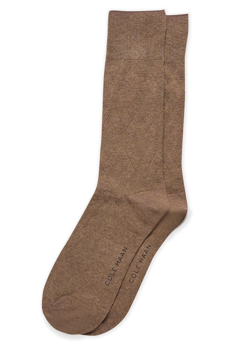 Argyle Dress Socks, Main, color, BROWN HEATHER