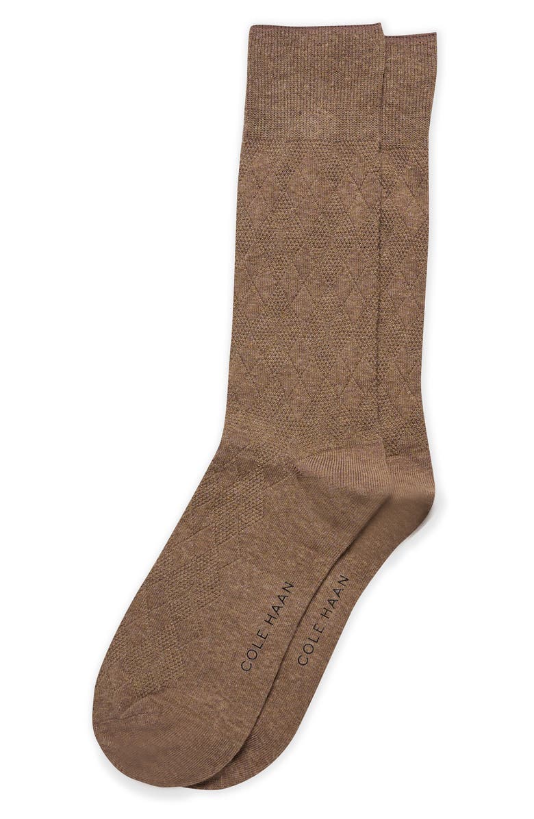 Cole Haan Argyle Dress Socks, Main, color, Brown Heather