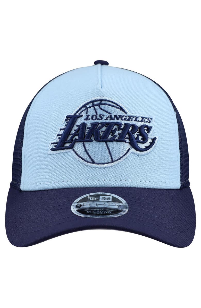 New Era Youth New Era Light Blue Los Angeles Lakers Colorpack 9FORTY A-Frame Trucker Adjustable Hat, Alternate, color, Light Blue