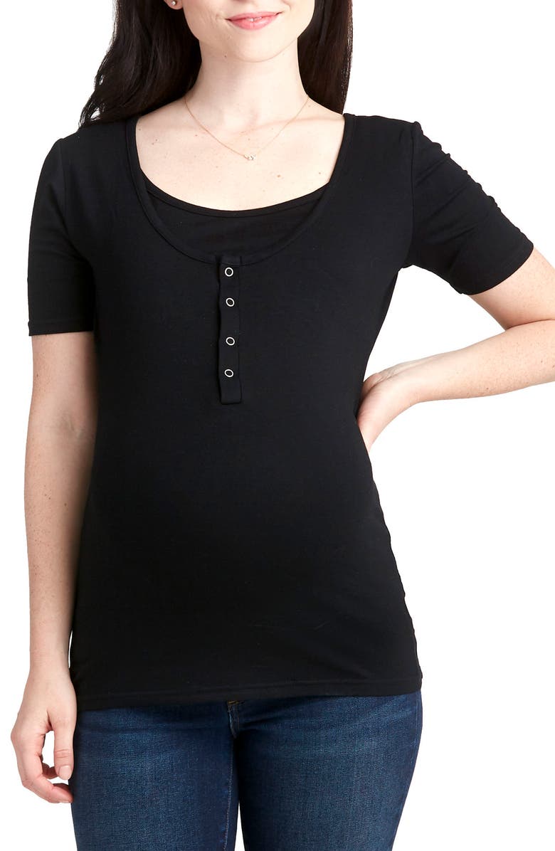 Nom Maternity Snap Placket Maternity/Nursing Tee, Main, color,