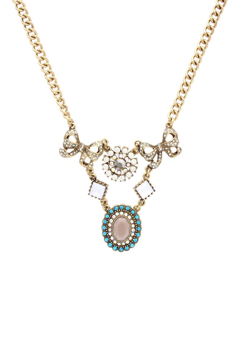Rosella Mixed Charm Frontal Necklace, Main, color, BURNISHED GOLD / MULTI