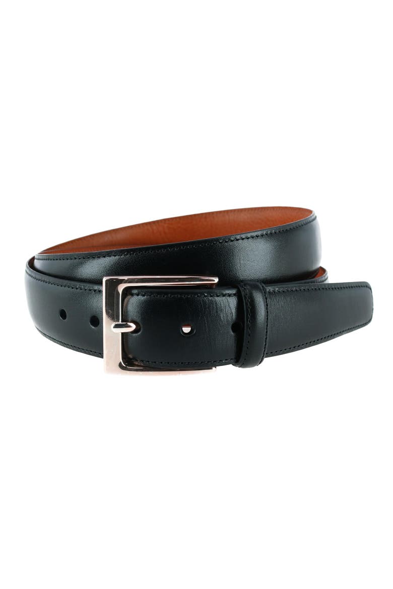 Classic 30mm Cortina Leather Belt, Main, color, Black with Silver Buckle
