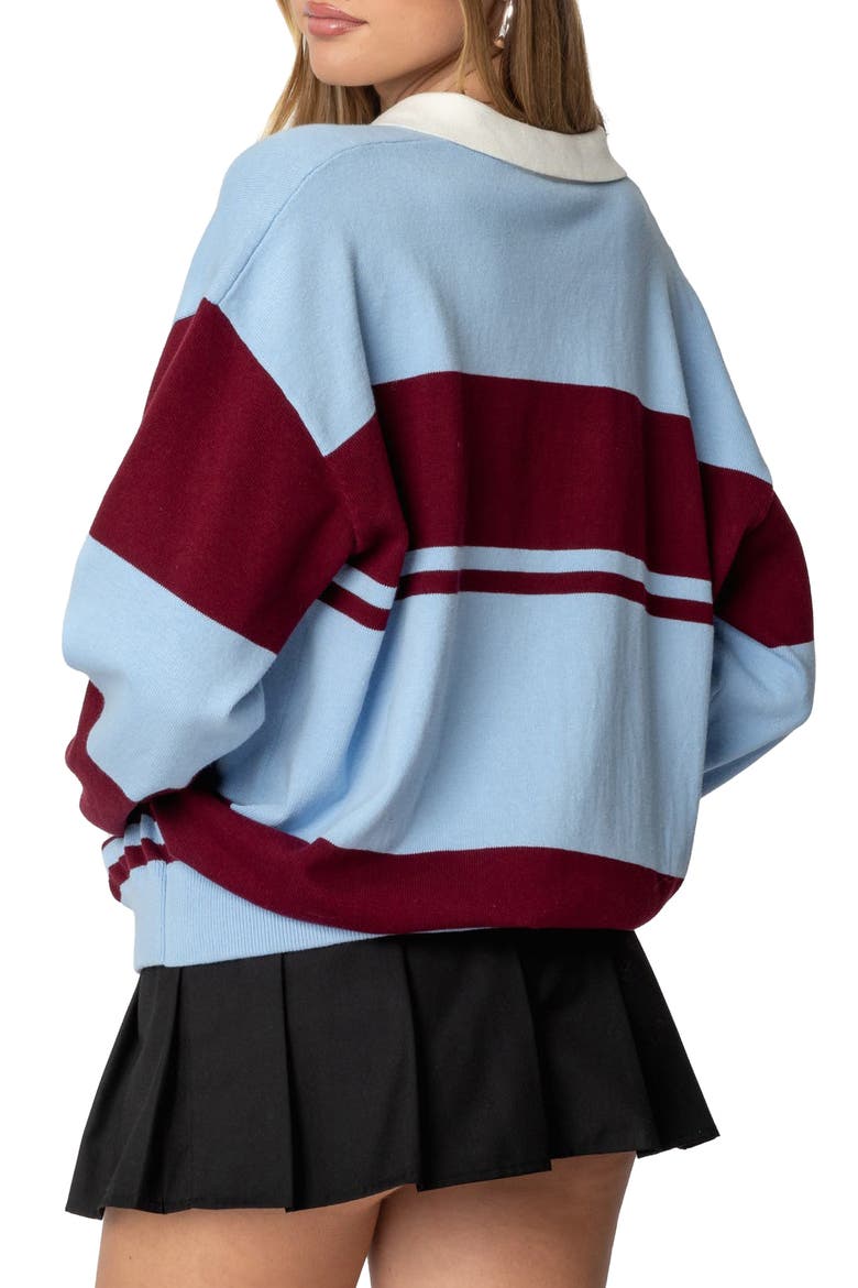 Kian Stripe Cotton Rugby Sweater, Alternate, color, BLUE/ BURGUNDY MIX
