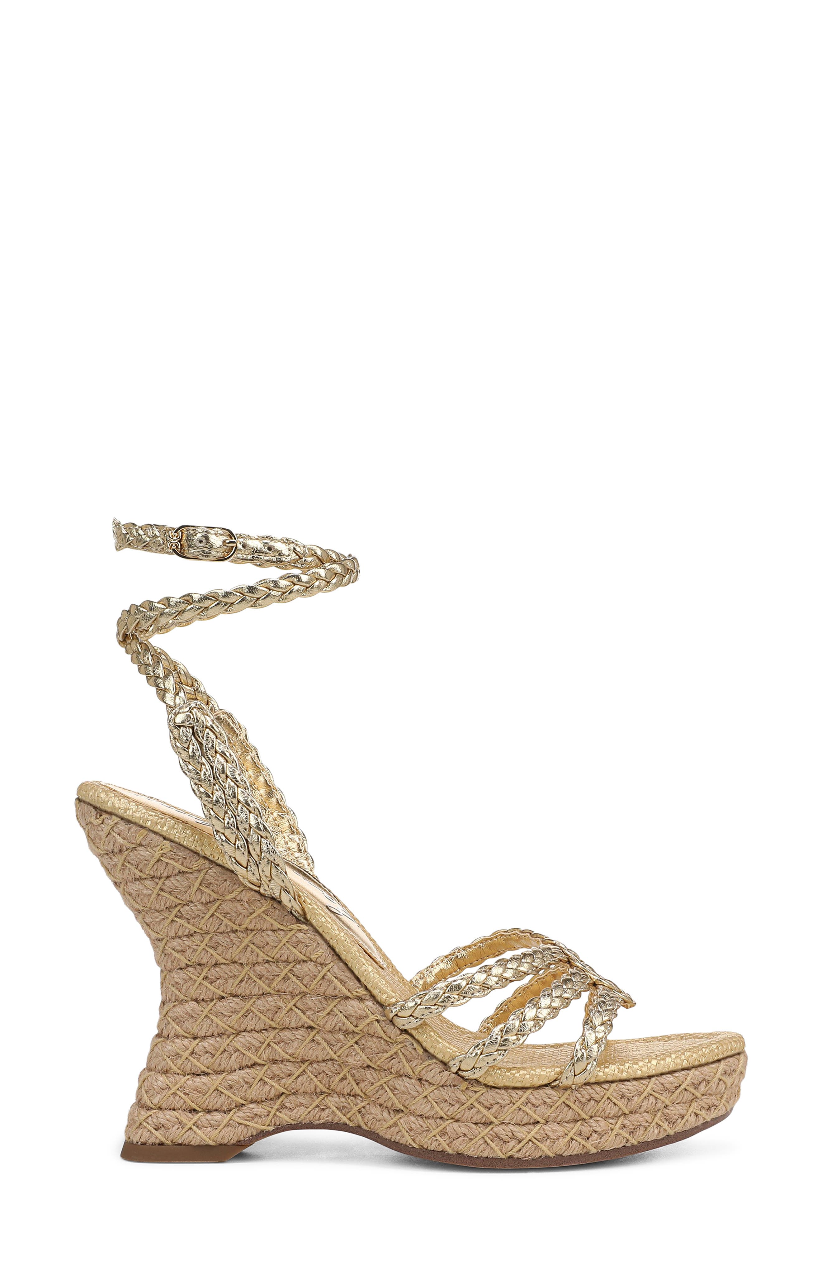 Mindie Espadrille Ankle Strap Platform Wedge Sandal, Alternate, color, AMBER GOLD