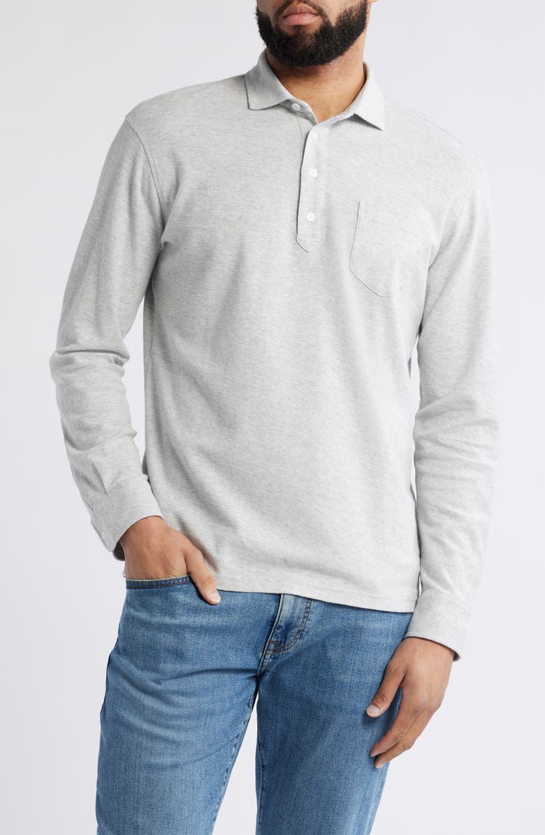 Peter Millar Croxley Long Sleeve Cotton & Linen Pocket Polo, Main, color, 