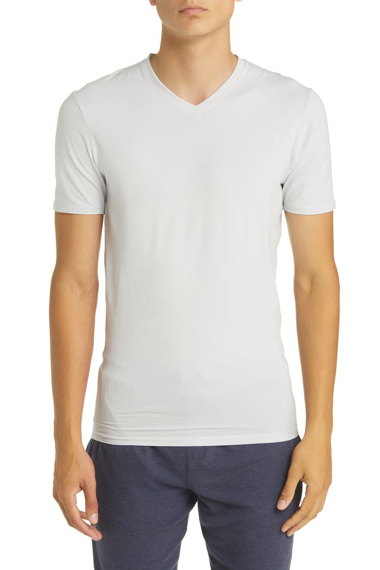 Cool Cotton High V-Neck Undershirt, Main, color, OYSTER MUSHROOM