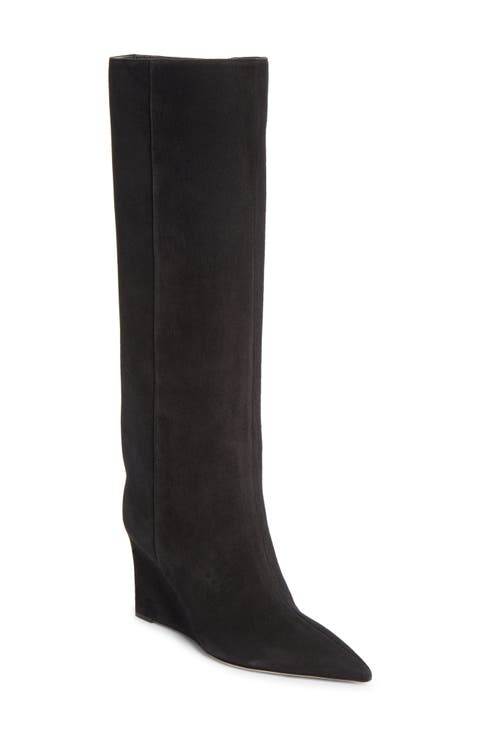 Blake Pointed Toe Knee High Wedge Boot