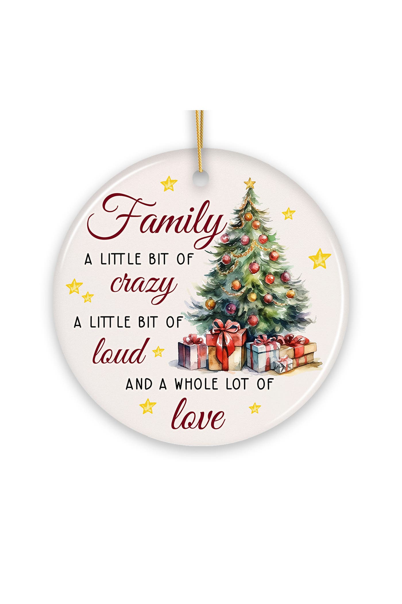 OrnamentallyYou Family Love Watercolor Christmas Tree Round Ornament ...