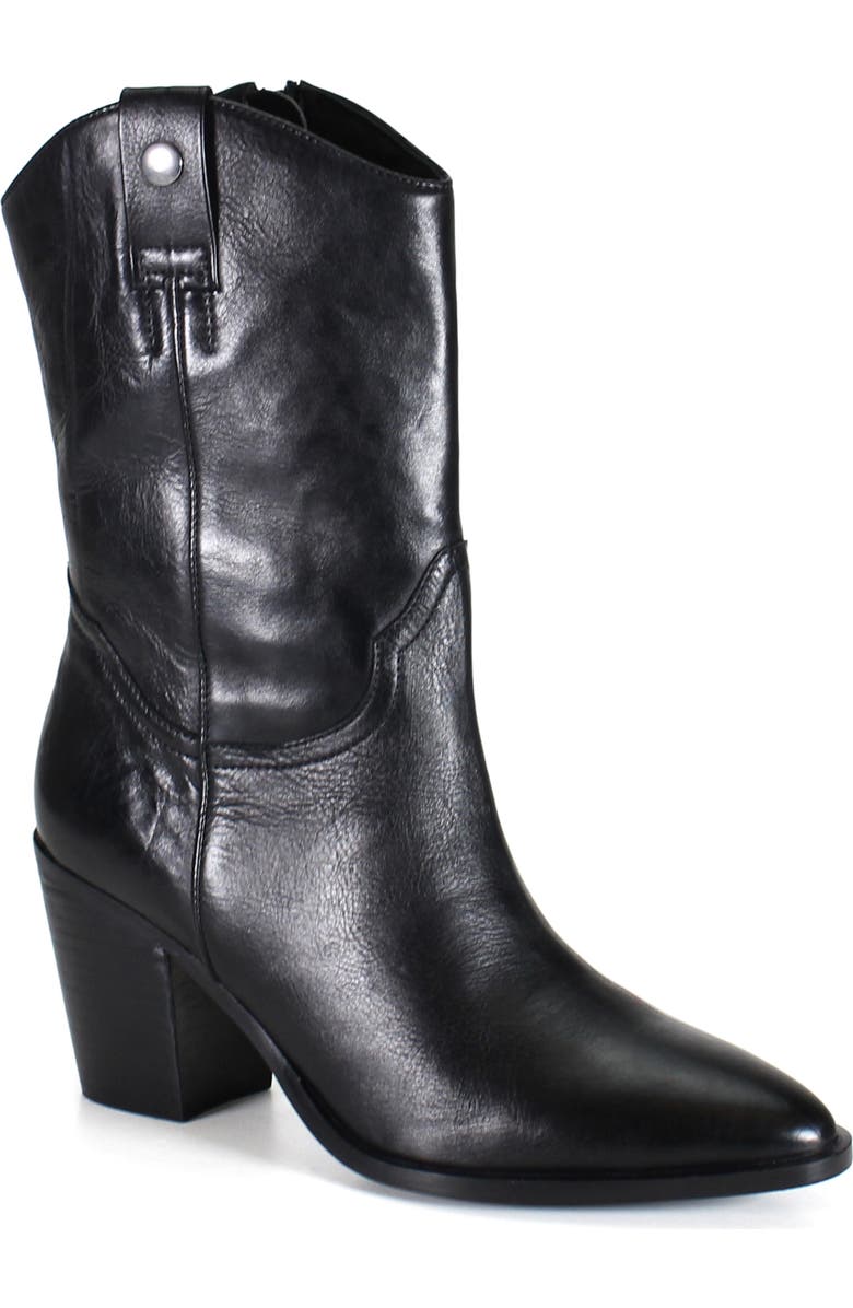 Diba True GLAM GIRL Leather Western Mid-Calf Boot, Main, color, Black