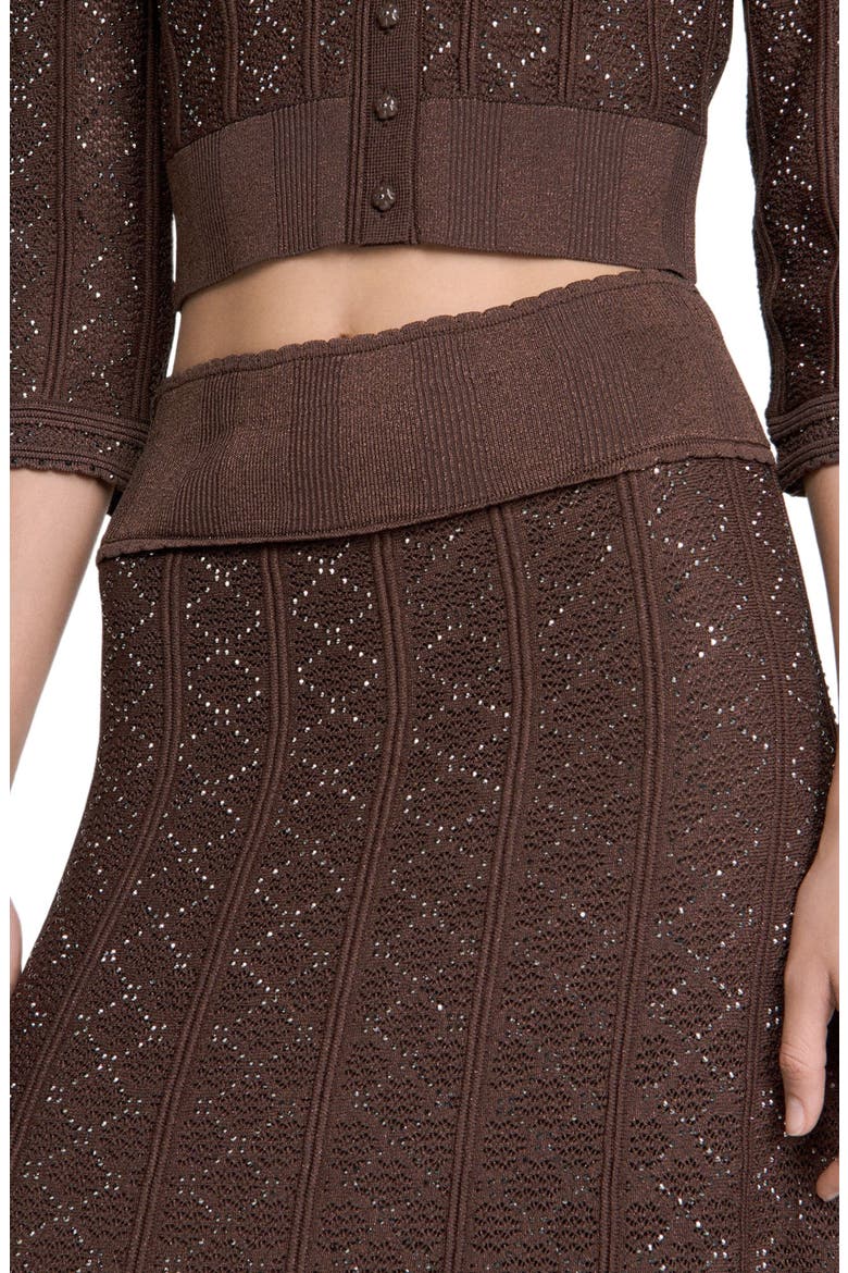 Long rhinestone knit skirt, Alternate, color, Brown