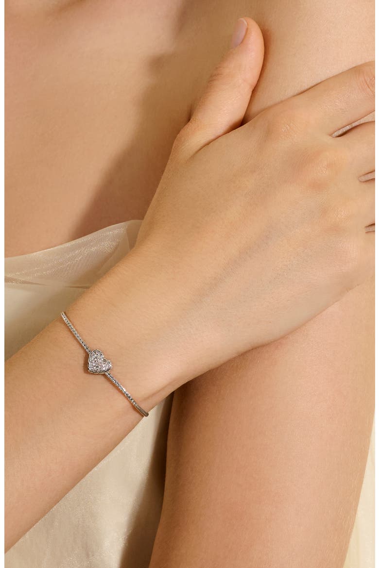 Essentials Heart Pavé Bracelet, Alternate, color, SILVER