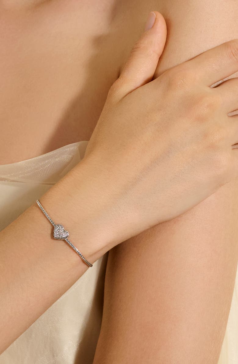 John Hardy Essentials Heart Pavé Bracelet, Alternate, color, Silver